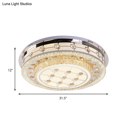 DecorBites™ DecorBites™ Modernist LED Chrome Crystal Flush Mount Ceiling Light for Living Room - 23.5"/31.5" Diameter