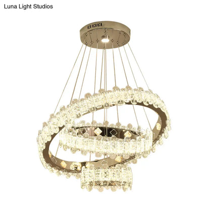 Lámpara de araña LED de cristal modernista - Acabado en níquel, diseño circular