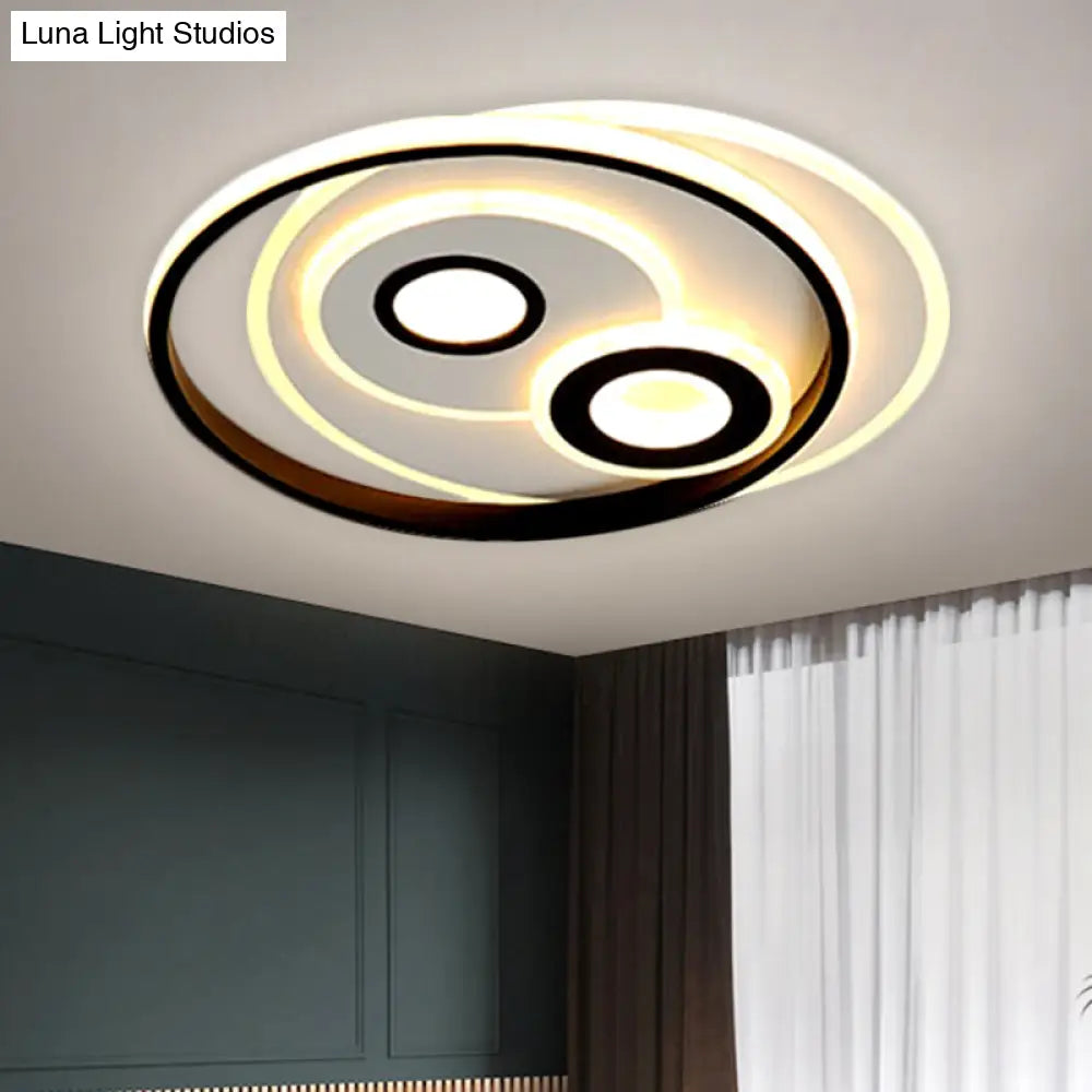 DecorBites™ DecorBites™ Modernist LED Flush Mount Ceiling Lamp, Black Metal Shade, Warm/White Light, 16.5" or 20.5" Diameter