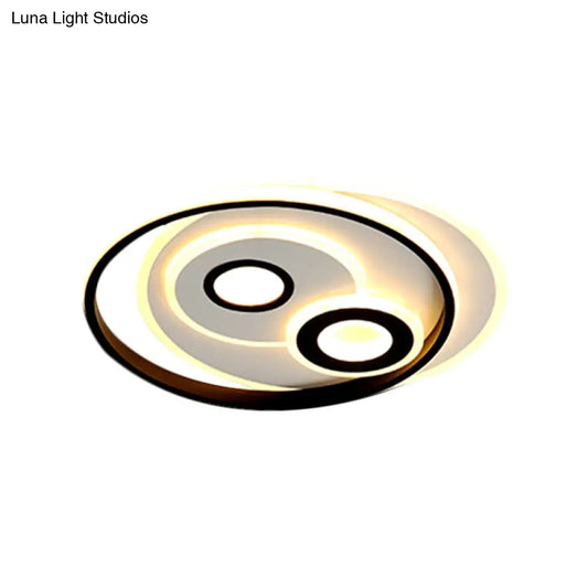 DecorBites™ DecorBites™ Modernist LED Flush Mount Ceiling Lamp, Black Metal Shade, Warm/White Light, 16.5" or 20.5" Diameter