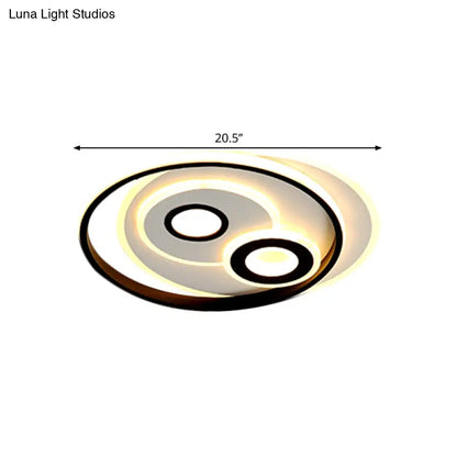 DecorBites™ DecorBites™ Modernist LED Flush Mount Ceiling Lamp, Black Metal Shade, Warm/White Light, 16.5" or 20.5" Diameter