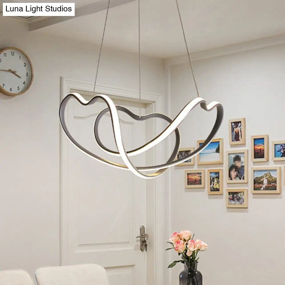 Kit de lámpara colgante LED modernista - 16"/19.5" de ancho, lámpara de araña gris trenzada con LED acrílicos (luz blanca/cálida)