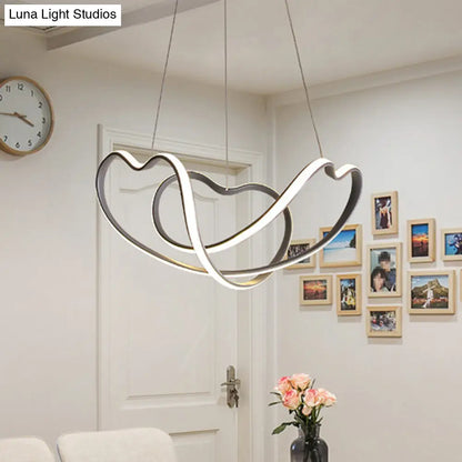 Kit de lámpara colgante LED modernista - 16"/19.5" de ancho, lámpara de araña gris trenzada con LED acrílicos (luz blanca/cálida)