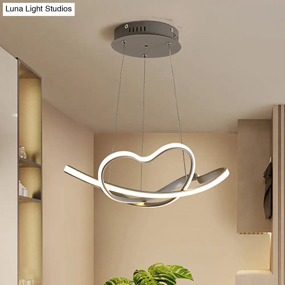 Kit de lámpara colgante LED modernista - 16"/19.5" de ancho, lámpara de araña gris trenzada con LED acrílicos (luz blanca/cálida)