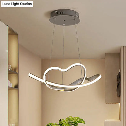 Kit de lámpara colgante LED modernista - 16"/19.5" de ancho, lámpara de araña gris trenzada con LED acrílicos (luz blanca/cálida)