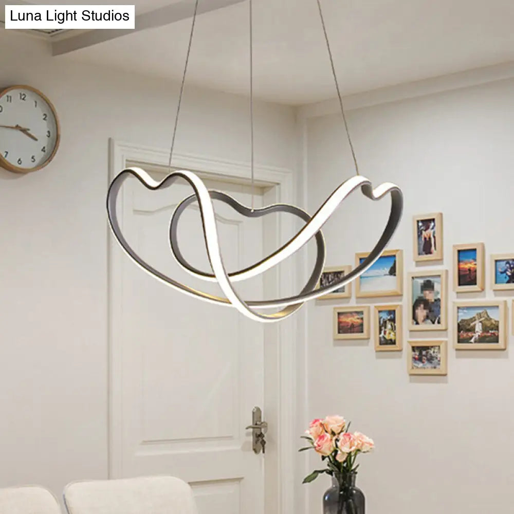 Kit de lámpara colgante LED modernista - 16"/19.5" de ancho, lámpara de araña gris trenzada con LED acrílicos (luz blanca/cálida)