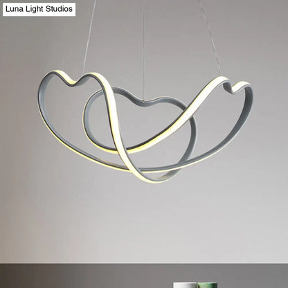 Kit de lámpara colgante LED modernista - 16"/19.5" de ancho, lámpara de araña gris trenzada con LED acrílicos (luz blanca/cálida)