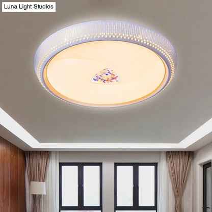 DecorBites™ DecorBites™ Modernist LED Metal Ceiling Lamp for Bedroom - White Drum Flush Light Fixture, 23"/31" Wide