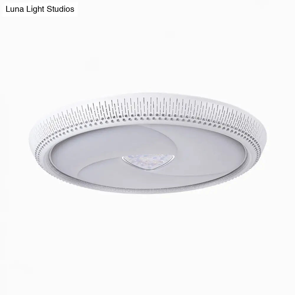 DecorBites™ DecorBites™ Modernist LED Metal Ceiling Lamp for Bedroom - White Drum Flush Light Fixture, 23"/31" Wide