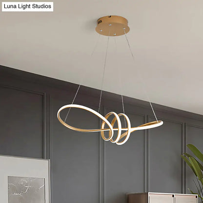 Lámpara de techo colgante LED modernista en luz blanca/cálida/natural con pantalla acrílica y diseño en espiral dorado