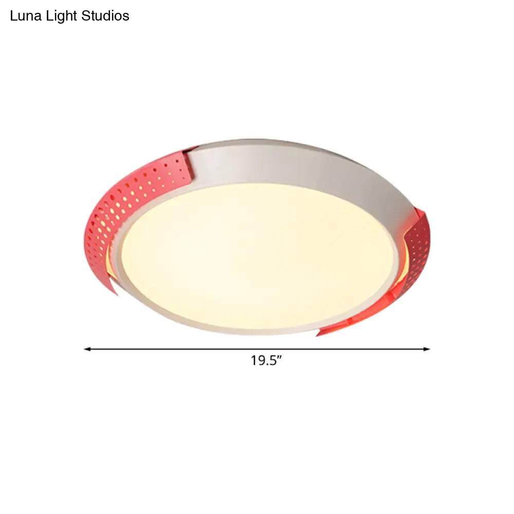 DecorBites™ DecorBites™ Modernist LED Pink/Gold Round Metal Ceiling Fixture with Hollow Design, 16"/19.5"/23.5" W