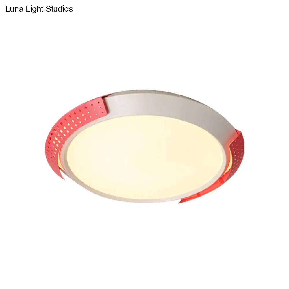 DecorBites™ DecorBites™ Modernist LED Pink/Gold Round Metal Ceiling Fixture with Hollow Design, 16"/19.5"/23.5" W