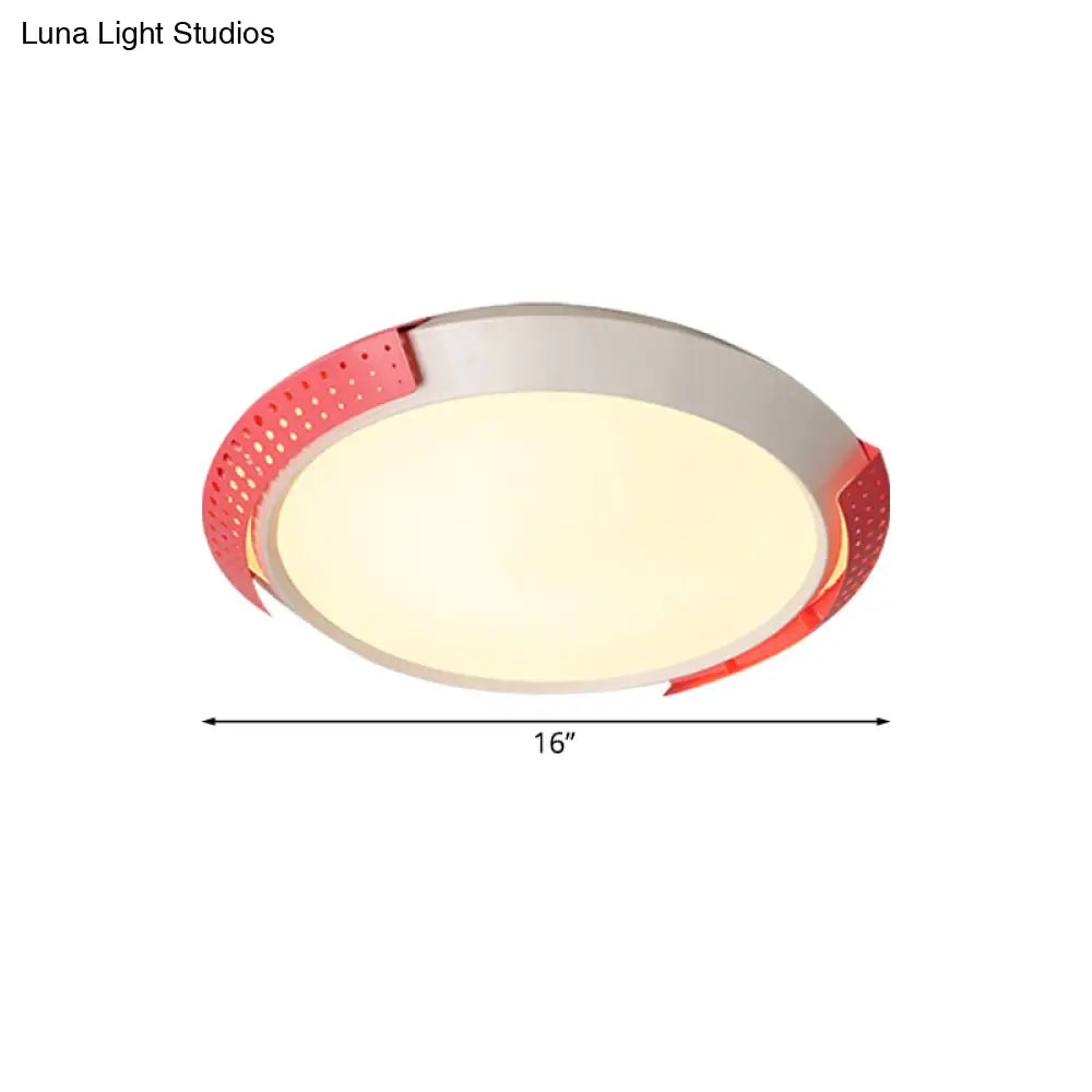 DecorBites™ DecorBites™ Modernist LED Pink/Gold Round Metal Ceiling Fixture with Hollow Design, 16"/19.5"/23.5" W