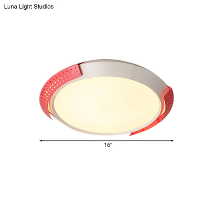 DecorBites™ DecorBites™ Modernist LED Pink/Gold Round Metal Ceiling Fixture with Hollow Design, 16"/19.5"/23.5" W