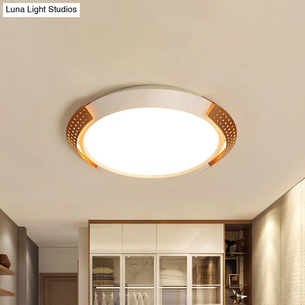DecorBites™ DecorBites™ Modernist LED Pink/Gold Round Metal Ceiling Fixture with Hollow Design, 16"/19.5"/23.5" W