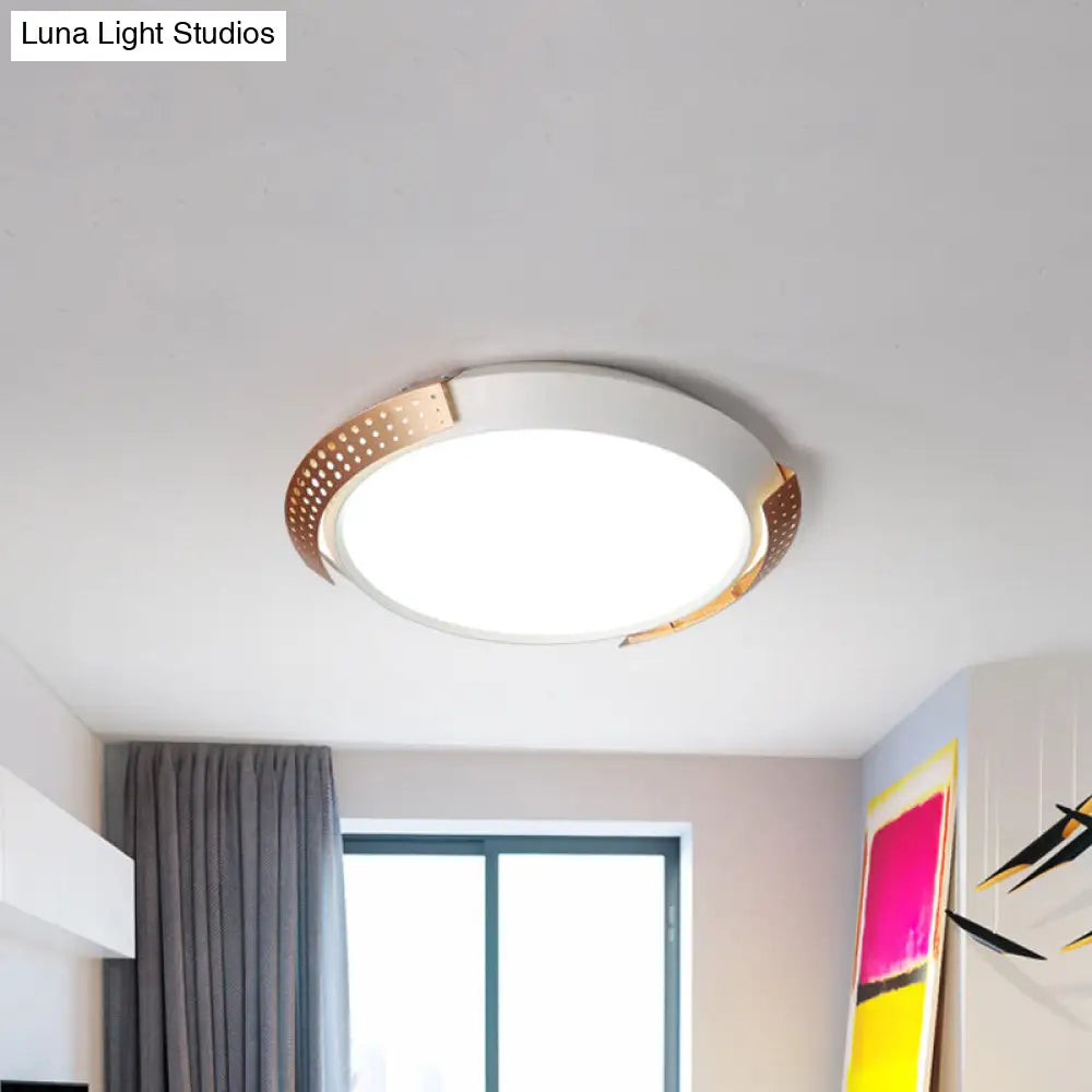 DecorBites™ DecorBites™ Modernist LED Pink/Gold Round Metal Ceiling Fixture with Hollow Design, 16"/19.5"/23.5" W