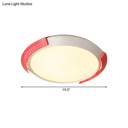 DecorBites™ DecorBites™ Modernist LED Pink/Gold Round Metal Ceiling Fixture with Hollow Design, 16"/19.5"/23.5" W