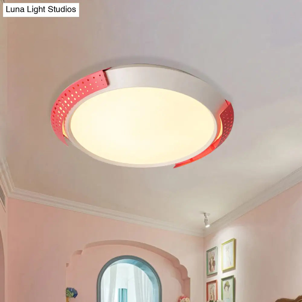 DecorBites™ DecorBites™ Modernist LED Pink/Gold Round Metal Ceiling Fixture with Hollow Design, 16"/19.5"/23.5" W