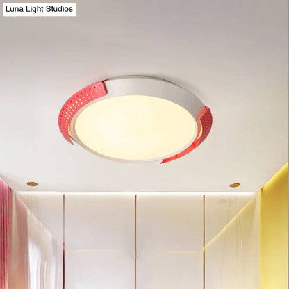 DecorBites™ DecorBites™ Modernist LED Pink/Gold Round Metal Ceiling Fixture with Hollow Design, 16"/19.5"/23.5" W