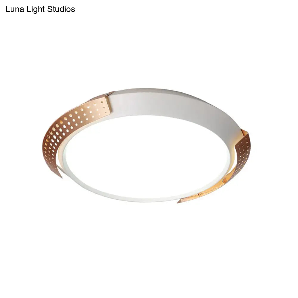 DecorBites™ DecorBites™ Modernist LED Pink/Gold Round Metal Ceiling Fixture with Hollow Design, 16"/19.5"/23.5" W