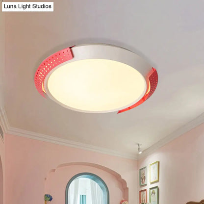 DecorBites™ DecorBites™ Modernist LED Pink/Gold Round Metal Ceiling Fixture with Hollow Design, 16"/19.5"/23.5" W