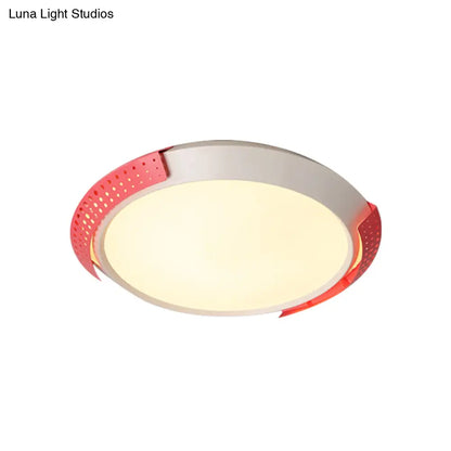 DecorBites™ DecorBites™ Modernist LED Pink/Gold Round Metal Ceiling Fixture with Hollow Design, 16"/19.5"/23.5" W