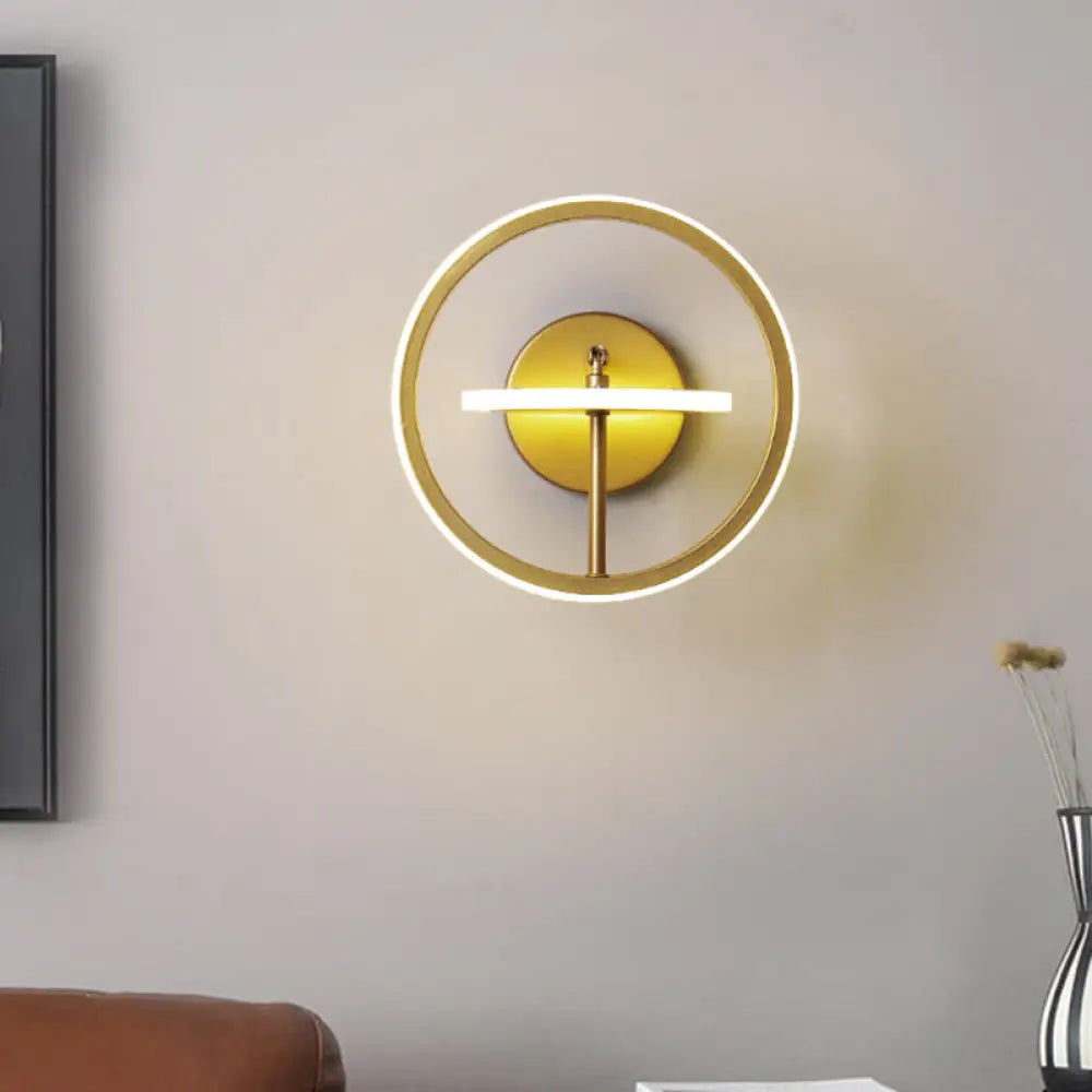 DecorBites™ DecorBites™ Modernist LED Wall Light Fixture with Adjustable Arm in Gold - Metal Circle Wall Lighting in Warm/White Light