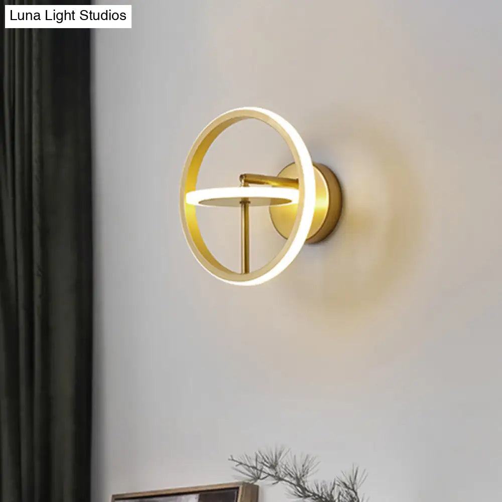 DecorBites™ DecorBites™ Modernist LED Wall Light Fixture with Adjustable Arm in Gold - Metal Circle Wall Lighting in Warm/White Light
