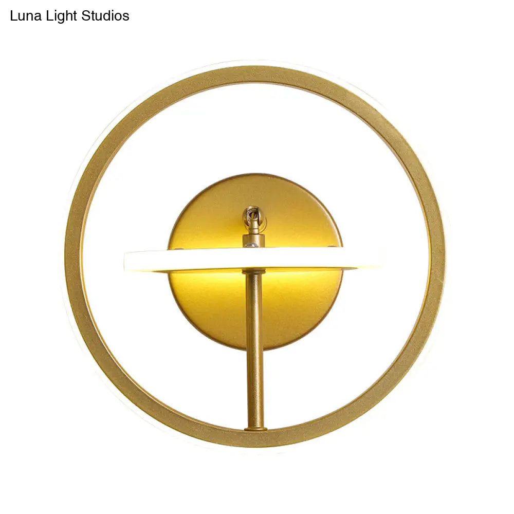 DecorBites™ DecorBites™ Modernist LED Wall Light Fixture with Adjustable Arm in Gold - Metal Circle Wall Lighting in Warm/White Light