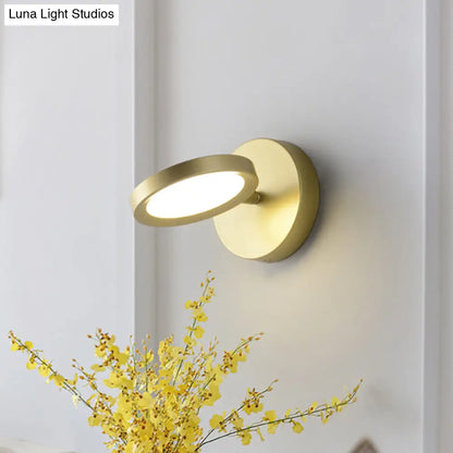 DecorBites™ DecorBites™ Modernist LED Wall Sconce Light in Black/Gold with Metal Shade - Round Wall Mounted