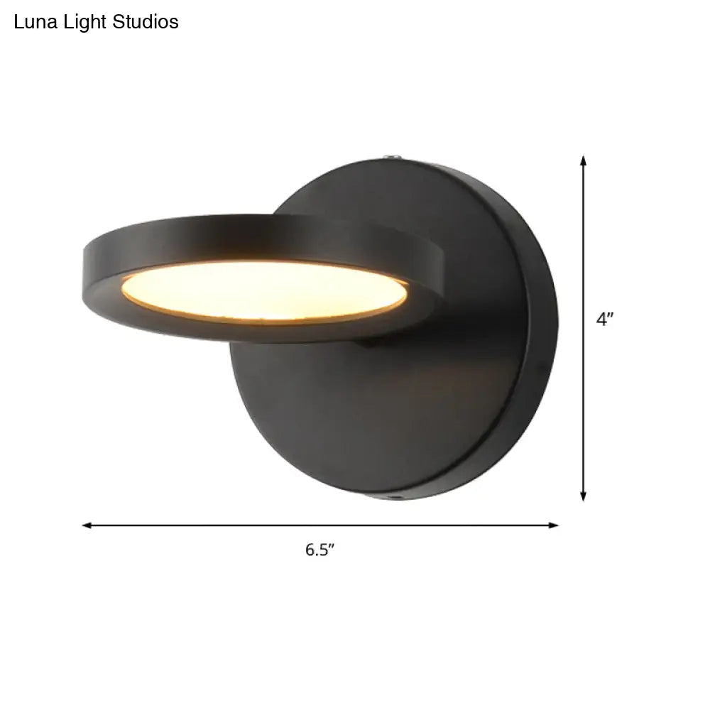 DecorBites™ DecorBites™ Modernist LED Wall Sconce Light in Black/Gold with Metal Shade - Round Wall Mounted