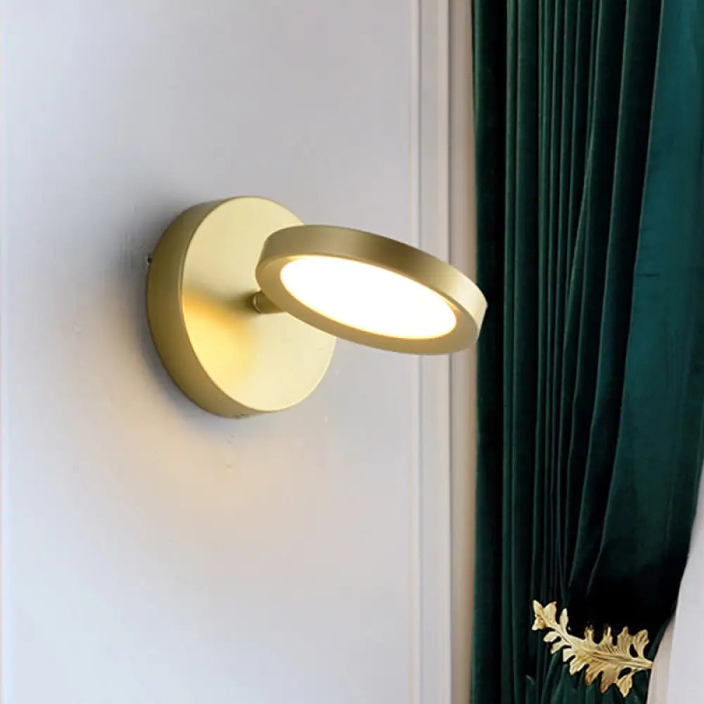 DecorBites™ DecorBites™ Modernist LED Wall Sconce Light in Black/Gold with Metal Shade - Round Wall Mounted