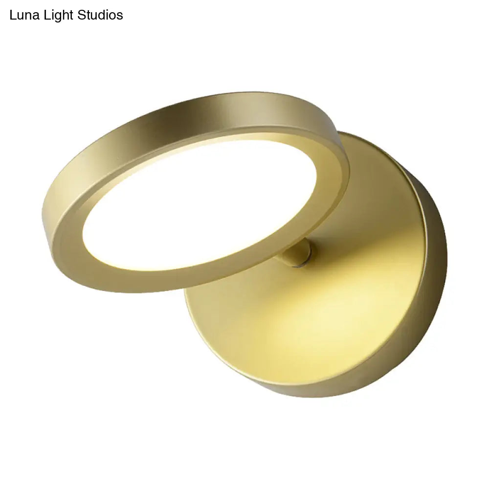 DecorBites™ DecorBites™ Modernist LED Wall Sconce Light in Black/Gold with Metal Shade - Round Wall Mounted