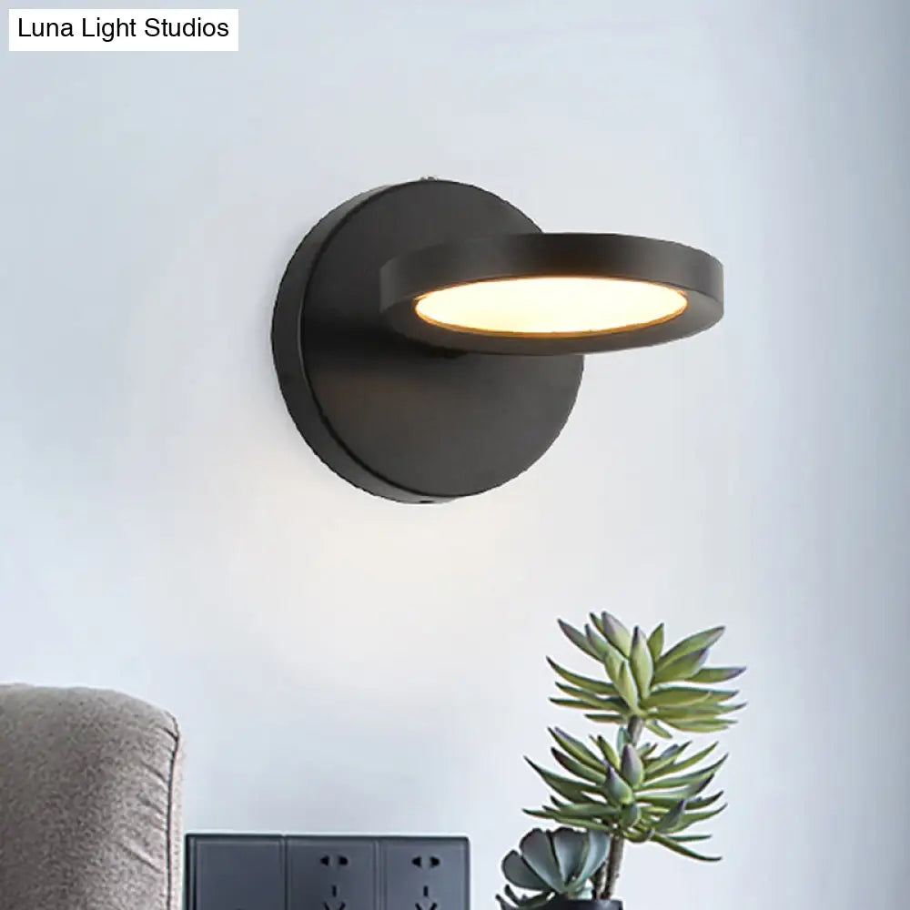 DecorBites™ DecorBites™ Modernist LED Wall Sconce Light in Black/Gold with Metal Shade - Round Wall Mounted