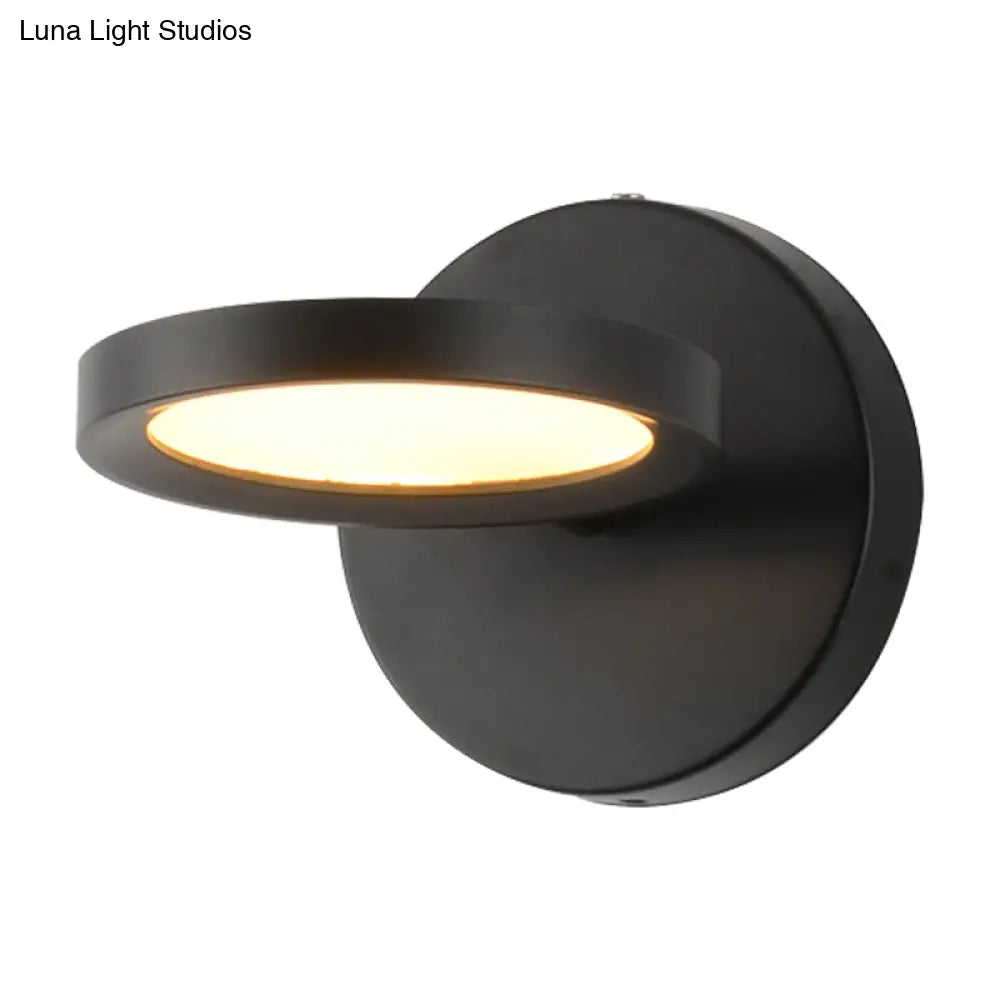 DecorBites™ DecorBites™ Modernist LED Wall Sconce Light in Black/Gold with Metal Shade - Round Wall Mounted