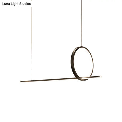 DecorBites™ Modernist Linear and Ring LED Island Chandelier in Black for Dining Room