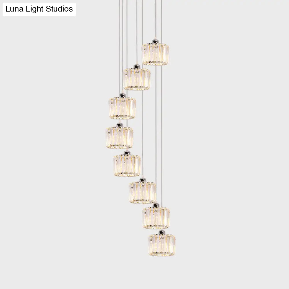 Modernist Lobby Pendant Light with Clustered Crystal Shades - Choose from 3, 8, or 10 Head Options