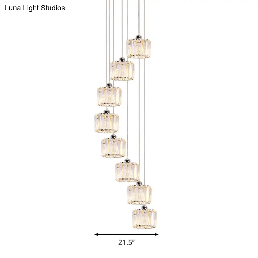 Modernist Lobby Pendant Light with Clustered Crystal Shades - Choose from 3, 8, or 10 Head Options