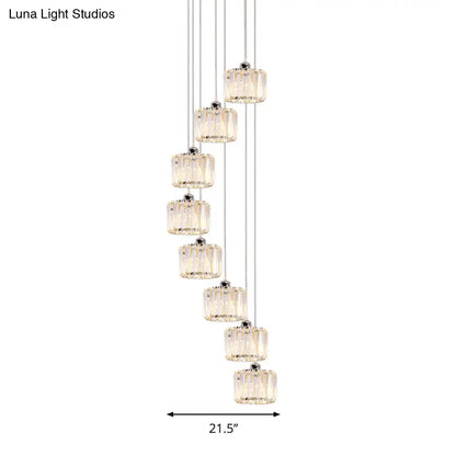 Modernist Lobby Pendant Light with Clustered Crystal Shades - Choose from 3, 8, or 10 Head Options