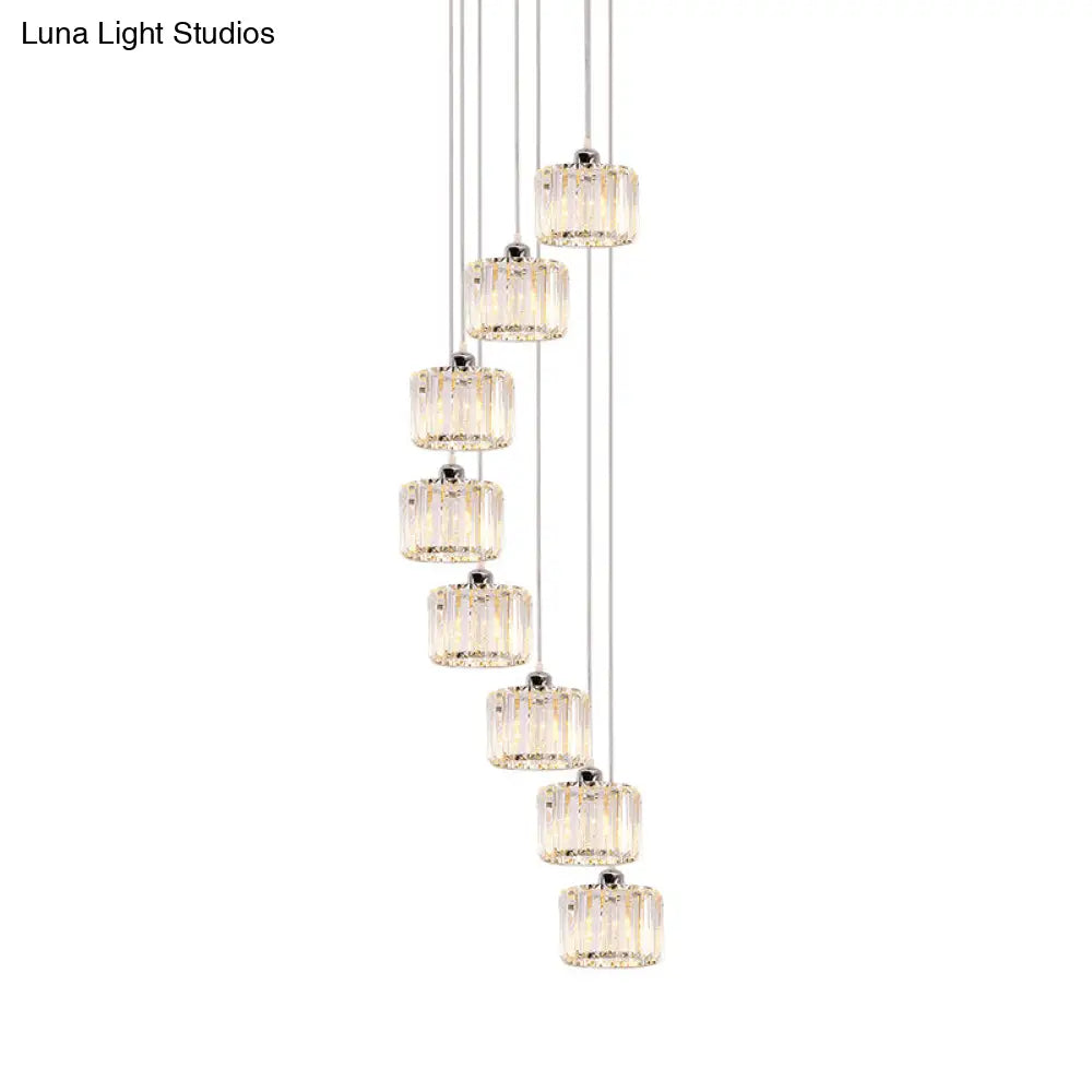 Modernist Lobby Pendant Light with Clustered Crystal Shades - Choose from 3, 8, or 10 Head Options