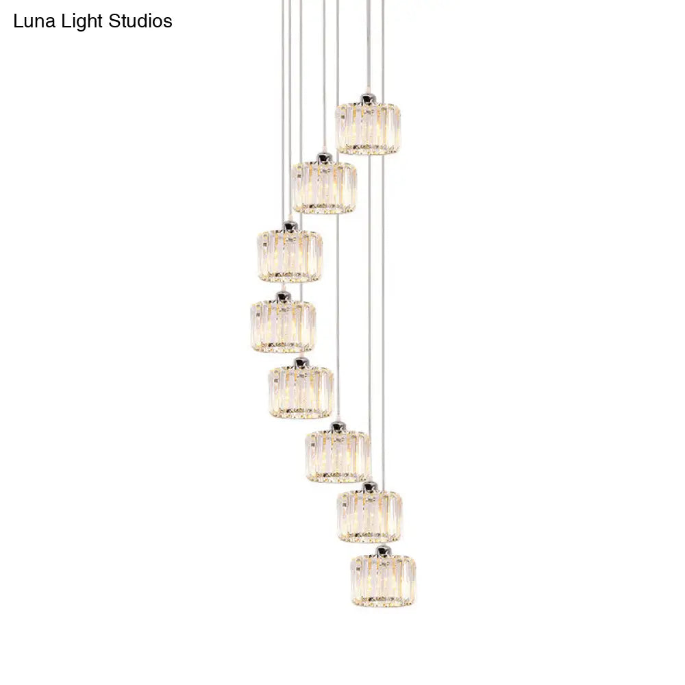 Modernist Lobby Pendant Light with Clustered Crystal Shades - Choose from 3, 8, or 10 Head Options