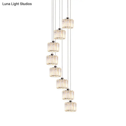 Modernist Lobby Pendant Light with Clustered Crystal Shades - Choose from 3, 8, or 10 Head Options