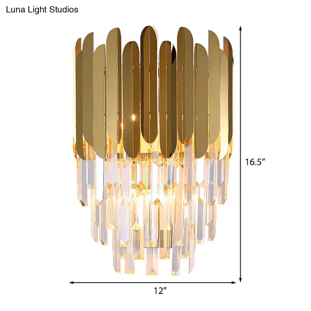 DecorBites™ DecorBites™ Modernist Metal and Crystal Bedside Wall Lamp with 1 Brass Light