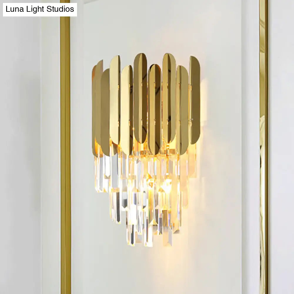 DecorBites™ DecorBites™ Modernist Metal and Crystal Bedside Wall Lamp with 1 Brass Light