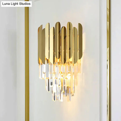 DecorBites™ DecorBites™ Modernist Metal and Crystal Bedside Wall Lamp with 1 Brass Light