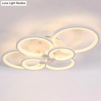 DecorBites™ DecorBites™ Modernist Metal Ceiling Lighting: Multi-Ring LED Semi Flush Light in Black/White, Ideal for Living Room