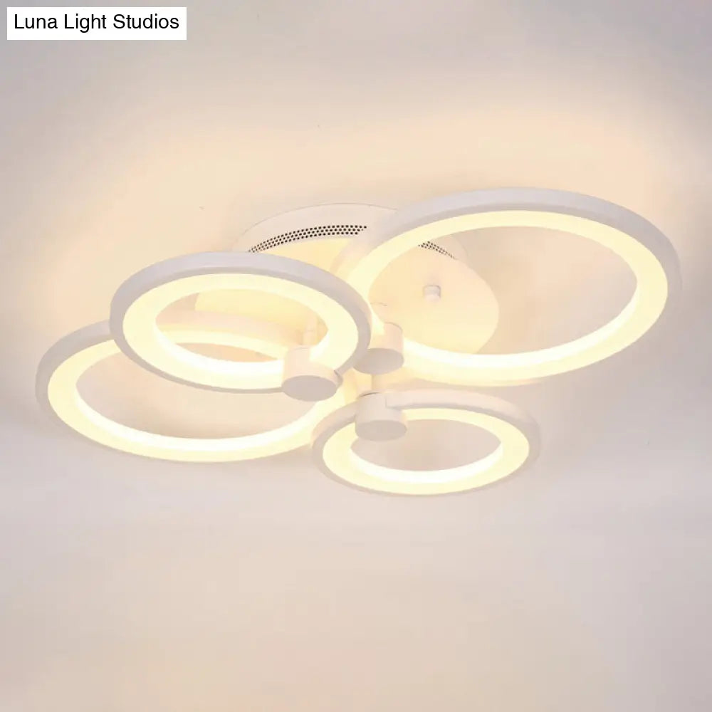 DecorBites™ DecorBites™ Modernist Metal Ceiling Lighting: Multi-Ring LED Semi Flush Light in Black/White, Ideal for Living Room