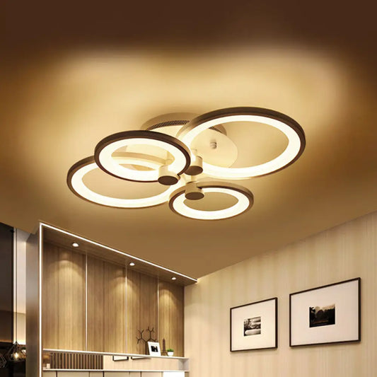 DecorBites™ DecorBites™ Modernist Metal Ceiling Lighting: Multi-Ring LED Semi Flush Light in Black/White, Ideal for Living Room