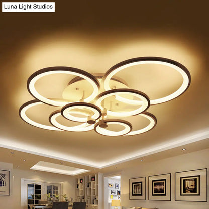 DecorBites™ DecorBites™ Modernist Metal Ceiling Lighting: Multi-Ring LED Semi Flush Light in Black/White, Ideal for Living Room
