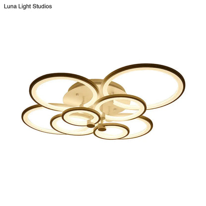 DecorBites™ DecorBites™ Modernist Metal Ceiling Lighting: Multi-Ring LED Semi Flush Light in Black/White, Ideal for Living Room